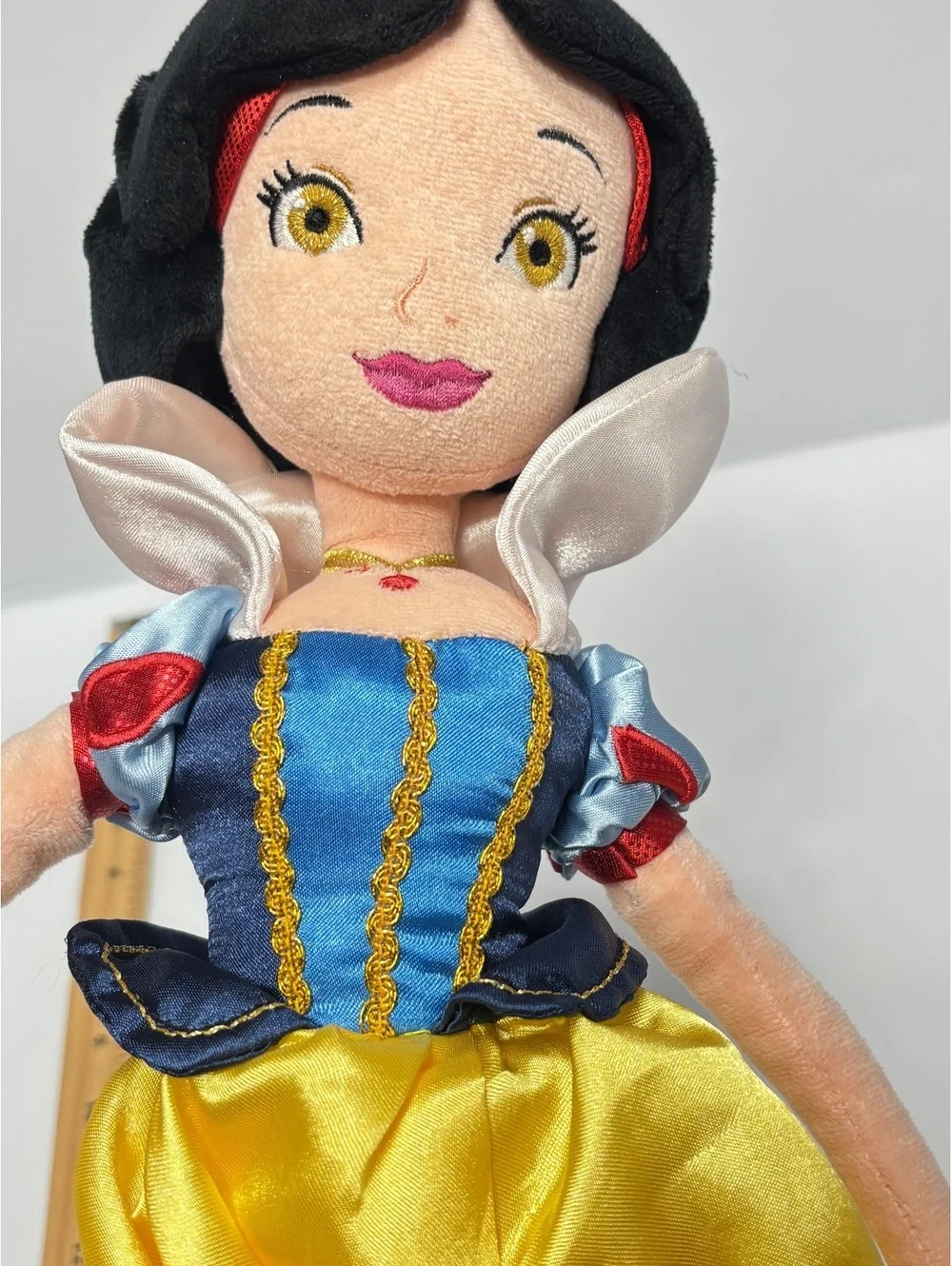 Disney Snow White Plush Doll with Yellow Satin Dress and Red Shoes GUC
